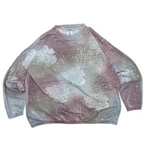 Vintage Y2K custom bleach paint glitter all over stamp textured crewneck Large